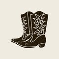 Cowboy boots silhouette in retro style Royalty Free Stock Photo