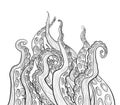 Vector hand draw illustration with octopus tentacles Royalty Free Stock Photo