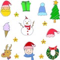 Vector hand draw set of object christmas