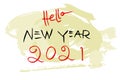 Vector Hand Draw Sketch Lettering, Hello New Year 2021 Royalty Free Stock Photo