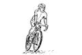 Vector Hand Draw Sketch, Man Riding a Bicycle