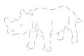 simple vector hand draw sketch rhinoceros, isolated on white