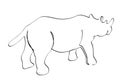 simple vector hand draw sketch rhinoceros, isolated on white