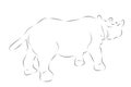 simple vector hand draw sketch rhinoceros, isolated on white