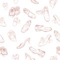 Hand draw sketch of seamless background : sketch of man, woman and children shoes Royalty Free Stock Photo