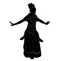 Simple Vector Hand Draw Sketch and silhouette of Young Girl Traditional West Java, Sunda Indonesia