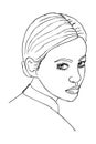 vector hand draw sketch of woman portrait face Royalty Free Stock Photo