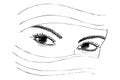 vector hand draw sketch of woman portrait face Royalty Free Stock Photo