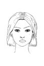 vector hand draw sketch of woman portrait face Royalty Free Stock Photo