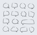 Vector hand draw stickers of speech bubbles line set on transparent background Royalty Free Stock Photo