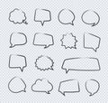 Vector hand draw stickers of speech bubbles line set on transparent background Royalty Free Stock Photo