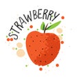 Vector hand draw strawberry illustration. Red strawberries with juice splash isolated on white background. Textured Royalty Free Stock Photo