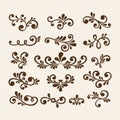 Vector hand draw vintage floral design elements. Flowers decorative elements. Floral elements for decoration set. Royalty Free Stock Photo