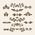 Vector hand draw vintage floral design elements. Flowers decorative elements. Floral elements for decoration set. Royalty Free Stock Photo