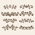 Vector hand draw vintage floral design elements. Flowers decorative elements. Floral elements for decoration set. Royalty Free Stock Photo