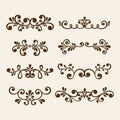 Vector hand draw vintage floral design elements. Flowers decorative elements. Floral elements for decoration set. Royalty Free Stock Photo