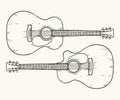 Vector hand drawn accoustic guitars