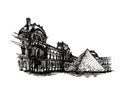 Vector hand drawing Illustration of Louvre museum (Paris France)