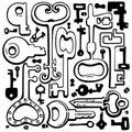 Vector hand drawing keys. Royalty Free Stock Photo