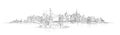 Vector hand drawing panoramic new york city silhouette