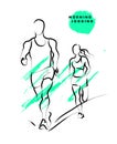 Vector hand drawn active people sketch on white background. Royalty Free Stock Photo