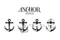 Vector Hand drawn Anchor Icon Set Isolated. Design Template for Tattoos, Tshirt, Logo, Labels. Anchor with Ribbon, Rope Royalty Free Stock Photo