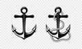 Vector Hand drawn Anchor Icon Set Isolated. Design Template for Tattoos, Tshirt, Logo, Labels. Anchor with Rope. Antique Royalty Free Stock Photo
