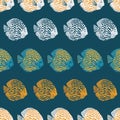 Vector hand drawn angelfish seamless pattern print background. Royalty Free Stock Photo