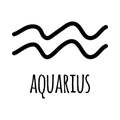 Vector hand drawn aquarius astrologic zodiac sign Royalty Free Stock Photo