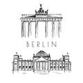 Vector hand drawn Berlin landmarks Royalty Free Stock Photo