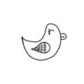 Vector hand drawn bird. Cute doodle bird characters Royalty Free Stock Photo