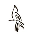 Vector hand drawn Bird line silhouette hand drawn illustration on white background. Royalty Free Stock Photo