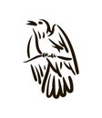 Vector hand drawn Bird line silhouette hand drawn illustration on white background. Royalty Free Stock Photo
