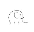 Vector hand drawn black doodle sketch elephant standing isolated on white background Royalty Free Stock Photo