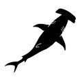 Vector hand drawn black hammerhead shark Royalty Free Stock Photo