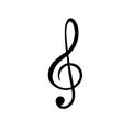 Vector hand drawn black music treble clef note Royalty Free Stock Photo