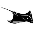 Vector hand drawn black skate fish devil fish Royalty Free Stock Photo