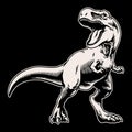 Hand Drawn of Black and White of Roaring T-Rex Illustration