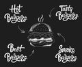 Vector hand drawn burger logo lettering set