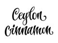 Vector hand drawn calligraphy style lettering word - Ceylon cinnamon.