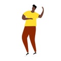 Vector hand drawn cartoon illustration of latino, carribean, african man dancing and having fun.