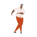 Vector hand drawn cartoon illustration of latino, carribean. african man dancing salsa and having fun.