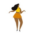 Vector hand drawn cartoon illustration of latino, carribean. african woman dancing mambo.