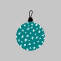 Vector hand drawn Christmas bauble. Decorative doodle Xmas ball elements isolated on white background. New Year icon for Royalty Free Stock Photo