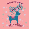 Vector Hand drawn Christmas cartoon cute dear