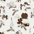 Vector hand drawn Christmas pattern Royalty Free Stock Photo