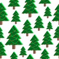 Vector hand drawn Christmas trees with stars. Seamless pattern. Happy New Year. Royalty Free Stock Photo