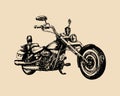 Vector hand drawn classic chopper for MC label. Vintage detailed motorcycle illustration for custom biker company etc. Royalty Free Stock Photo