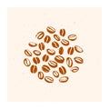 Vector hand drawn coffee beans set design with isolated on white textured background. Royalty Free Stock Photo