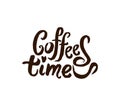 Vector hand drawn Coffee quote lettering illustration composition with cup symbol Royalty Free Stock Photo
